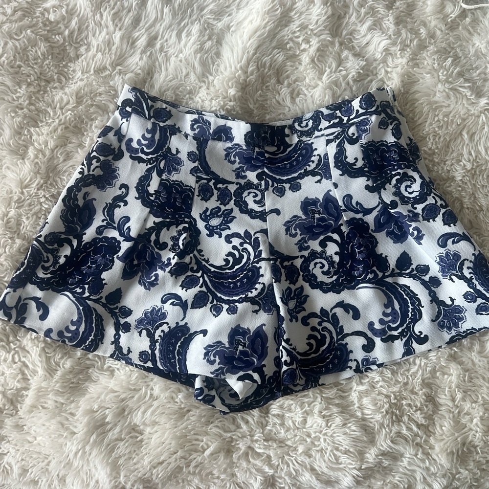 Floral Blue and White Shorts